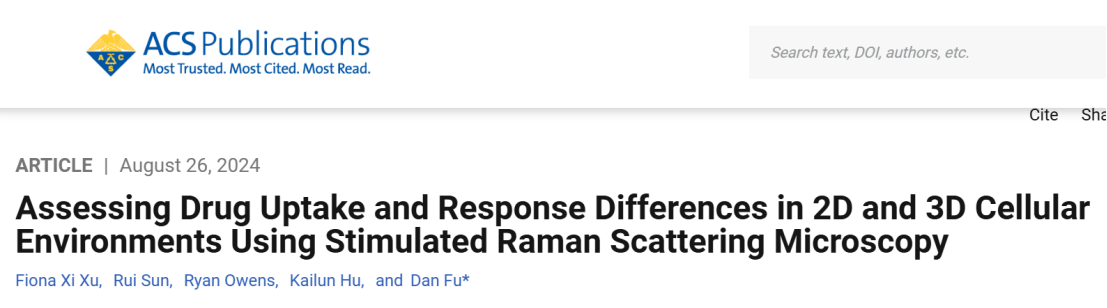 Assessing Drug Uptake and Response Differences in 2D and 3D Cellular Environments Using Stimulated Raman Scattering Microscopy